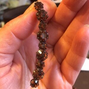 1990s brown rhinestone earrings, 2.5” long